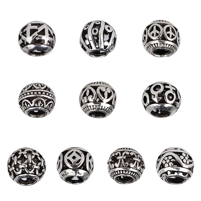 10 шт./лот смешанные стили тибетский серебряный цвет европейские разделительные