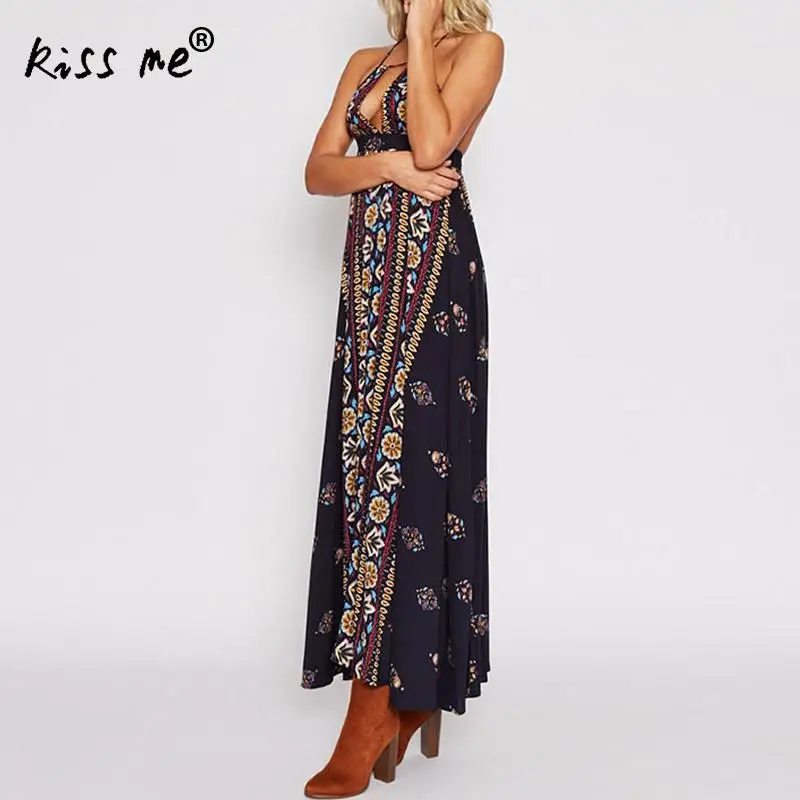 Летние Для женщин сексуальный купальник пляжное платье с лямкой на шее цветочным