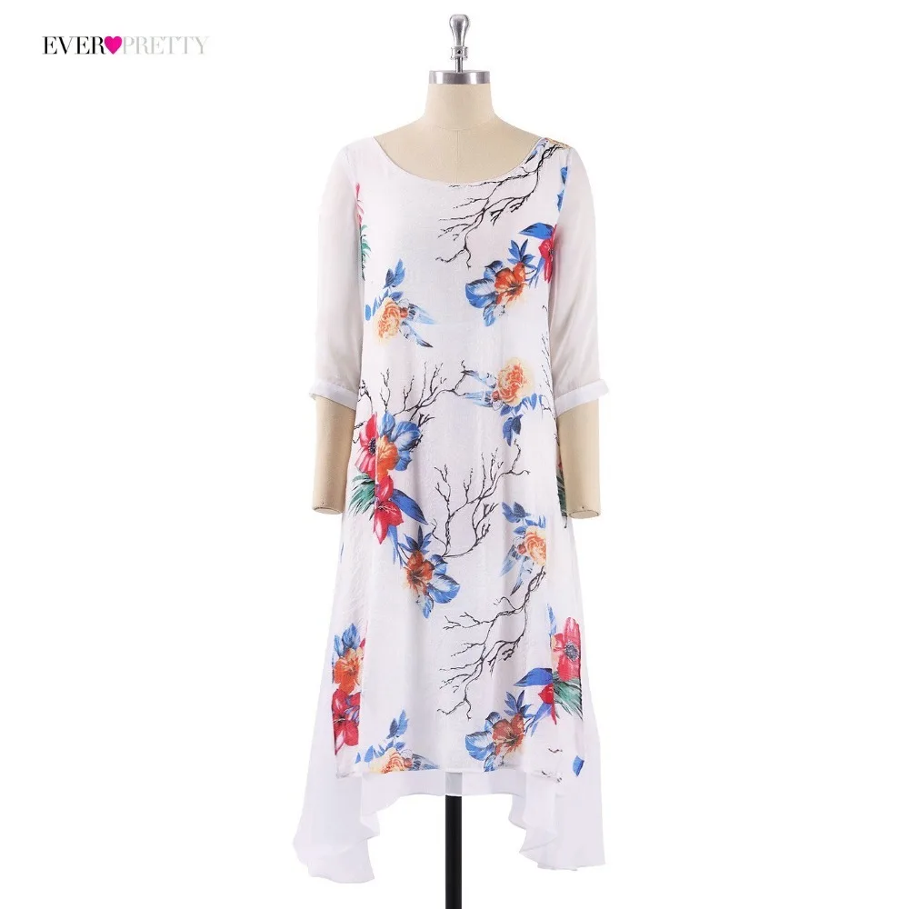 Ever Pretty Vestido Novia, короткое платье для вечеринки в китайском стиле, 04000 белое платье трапециевидной формы с цветочным принтом и коротким рукавом для мамы невесты