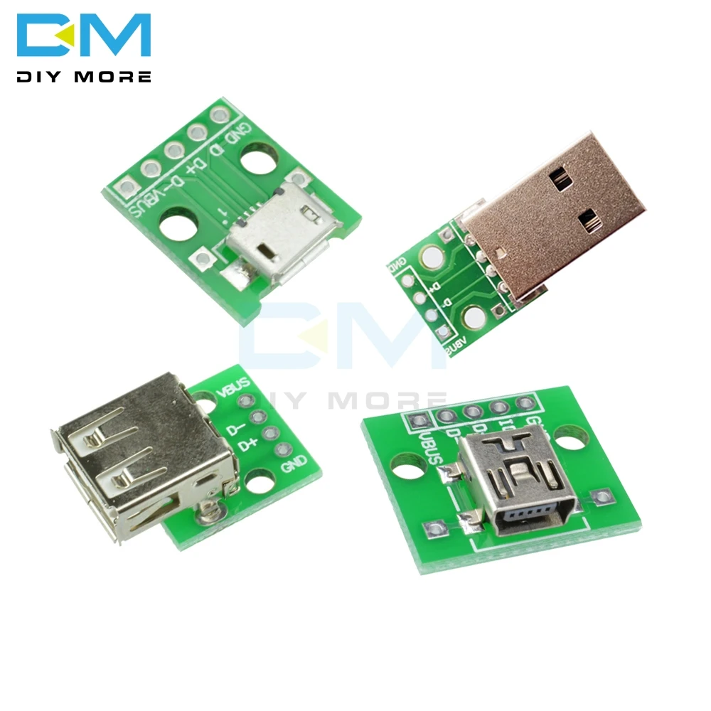 10 шт. мини/микро USB для DIP типа A переходник мама/папа 2 54 мм печатной платы DIY модуль