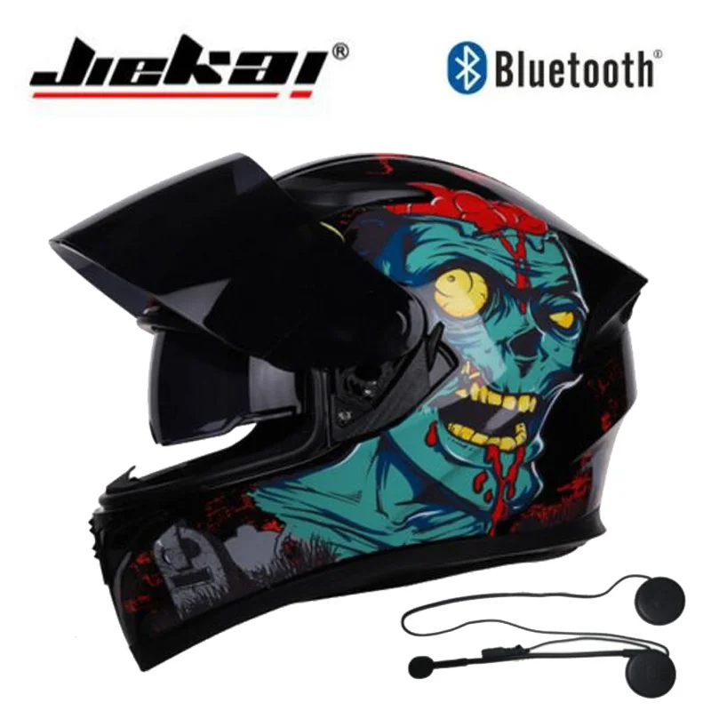 Мотоциклетный шлем JIEKAI защитный с двойными линзами из АБС-пластика и Bluetooth 2019 |