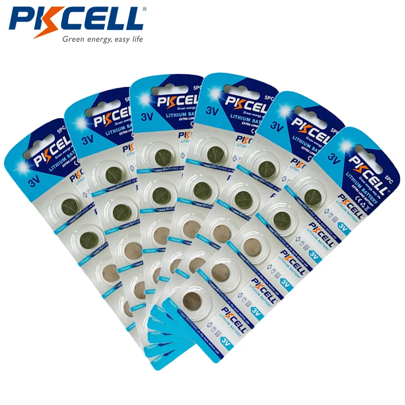30 шт./6 шт. в упаковке PKCELL CR1216 3V литиевая Батарея ECR1216 DL1216 BR1216 LM1216 5034LC 1216 кнопочная ячейка Батарея батарея монетного типа для часов Батарея