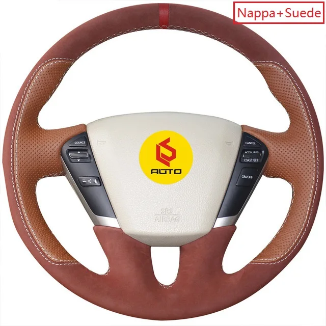 Nappa and suede Ручная швейная Оплетка на руль для Nissan Teana 2008-2012 Murano 2009- volante кожаный чехол на руль - Название цвета: Nappa and suede