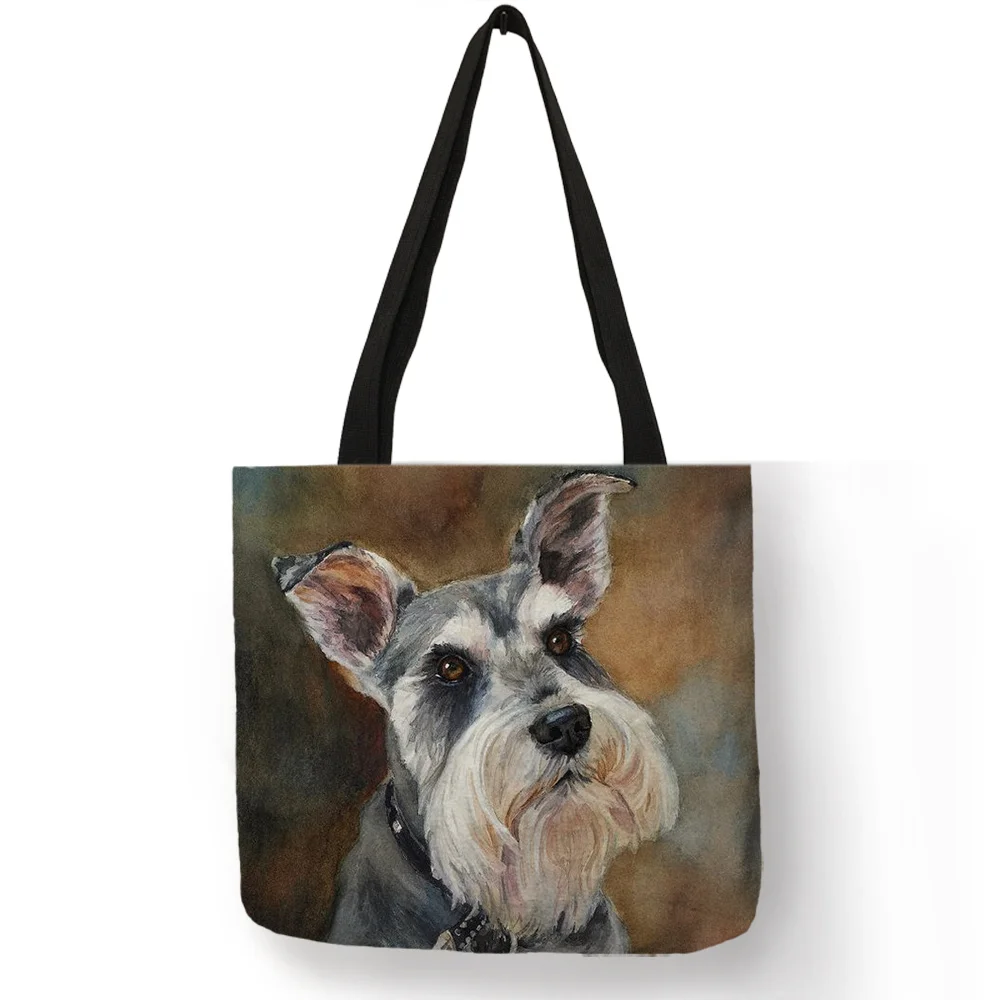 014 Прямая поставка, сумки Schnauzer с рисунком собаки для женщин, женская сумка на плечо, повседневные сумки для покупок, путешествий, школьные сумки, большая ВМЕСТИТЕЛЬНОСТЬ - Цвет: 014