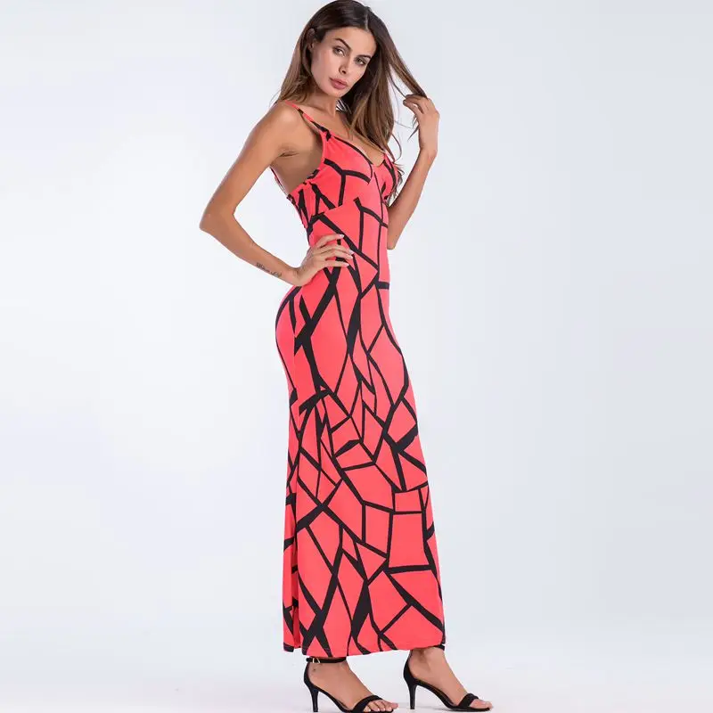 Женское платье макси на тонких бретелях Yilia Длинное свободное пляжное с открытой