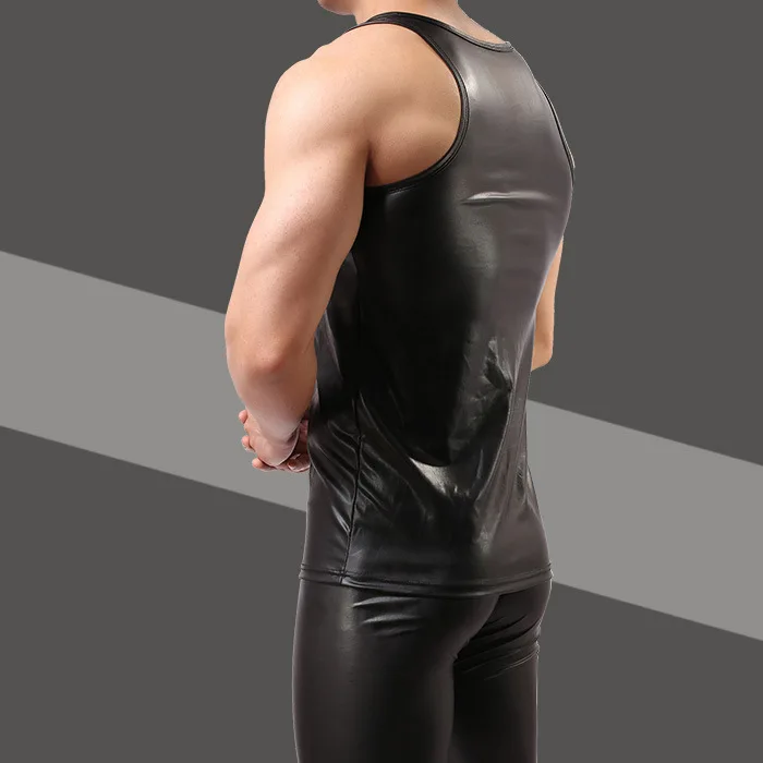 Большие размеры M/L/XL/XXL мужской сексуальный жилет черные майки из искусственной