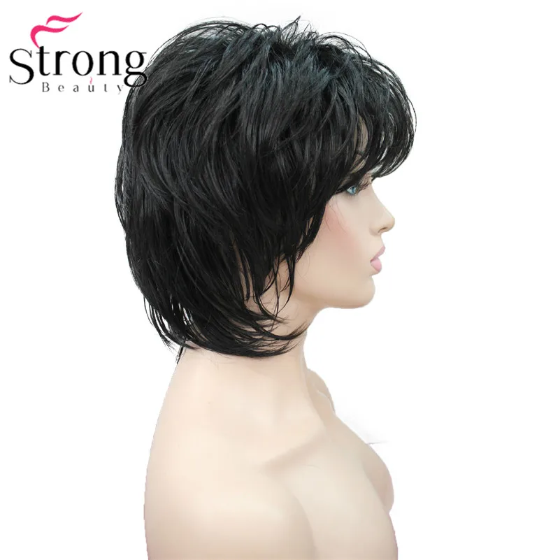 StrongBeauty короткий Мягкий Лохматый слоистый Серебряный микс Классический колпачок полный синтетический парик для женщин парики Светлые цвета на выбор
