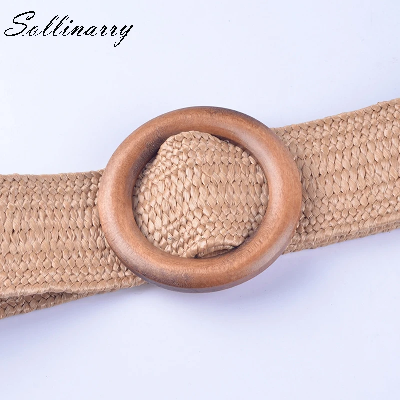 Sollinarry, 2 цвета, женский пояс, эластичный соломенный пояс, украшение для платья, ремень, повседневный женский ремень, аксессуары