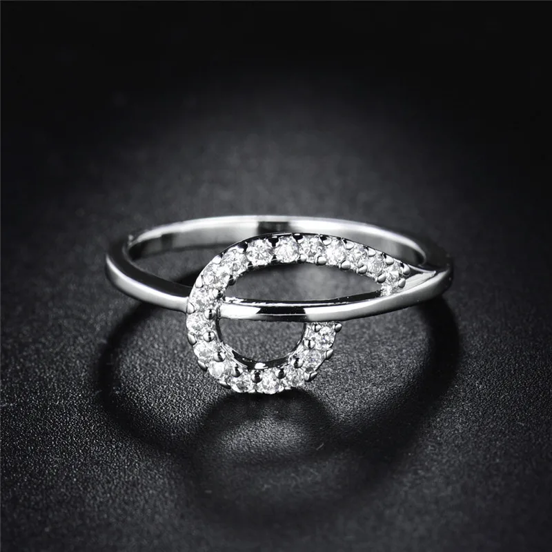 Женское кольцо на палец BUDONG Infinity серебряное с кубическим цирконием и кристаллом