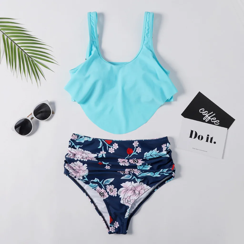 SAGACE два предмета Одноцветный с принтом бикини подкладкой на бретелях рюшами