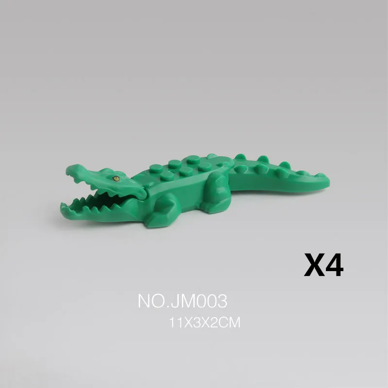 GreenCrocodile-4PCS Животные строительные блоки Акула Леопард корова крокодилы кирпичи развивающие игрушки для детей подарок животные город аксессуары C095 - Цвет: GreenCrocodile-4PCS
