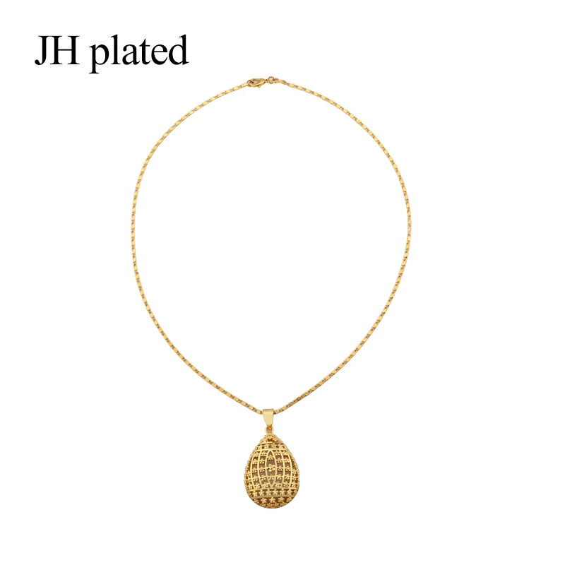 JHplated African Ethiopia Fashion gold color jewelry sets women best gifts Party wedding Necklace and Earrings 45cm Pendant | Украшения и