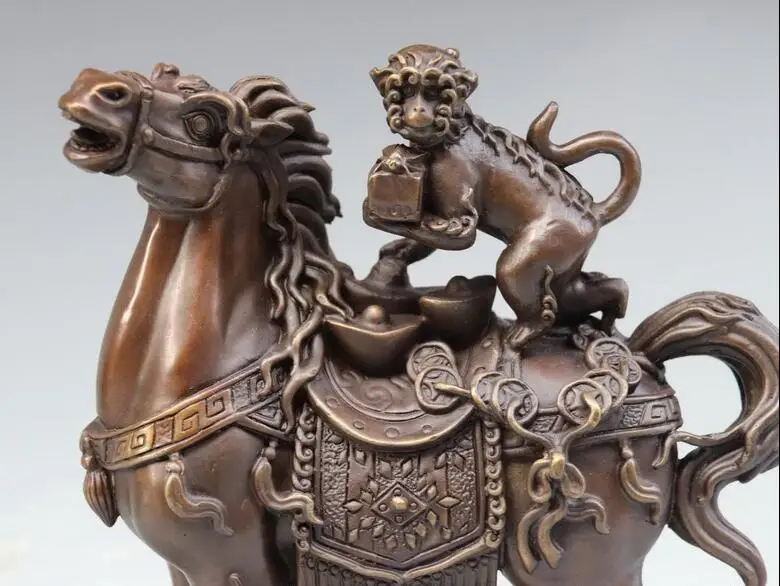 Китайская народная Статуэтка фэн-шуй 11 дюймов бронзовая статуэтка богатства из