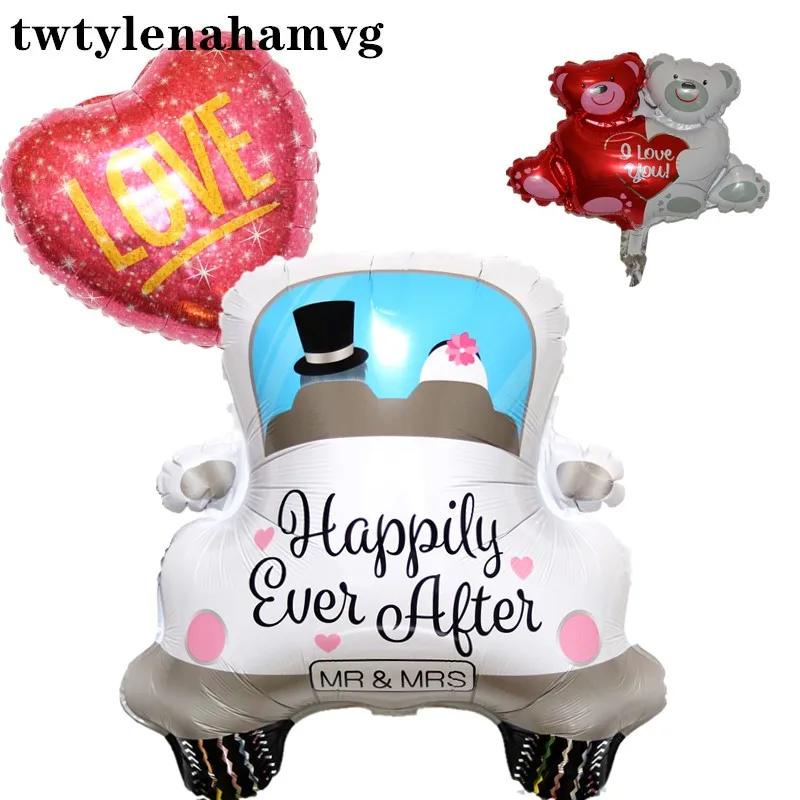 White New  High Quality Toy MRS Happy Ever After Wedding Balloon LOVE RING Foil Ball Valentine's Day Rose Decoration Helium