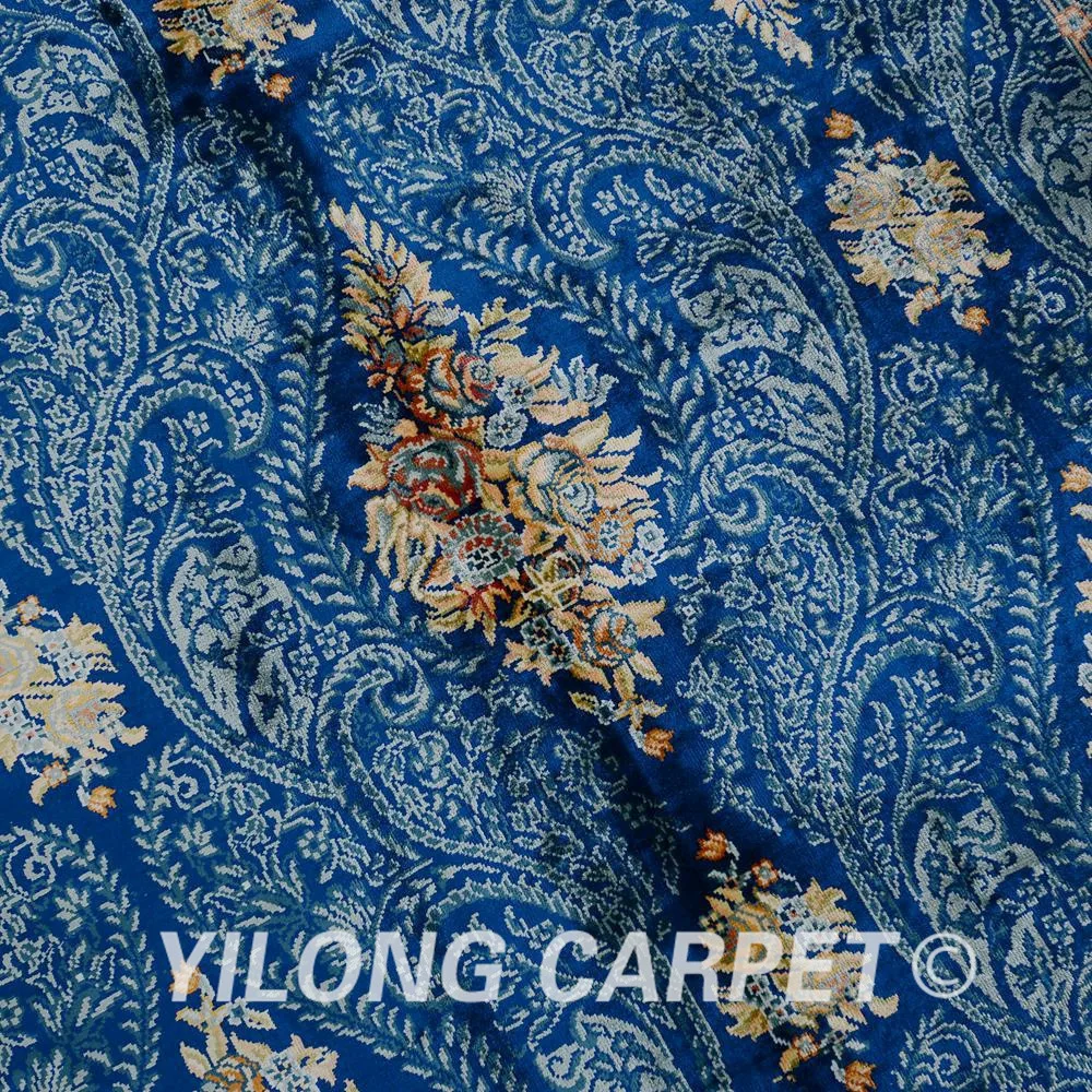 Yilong 4 3 'x 6 2' Hereke Шелковый Vantage ковер синий тонкий Восточная область шелковые