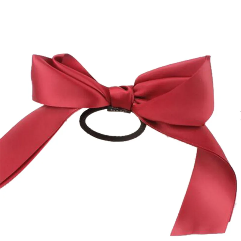 Многоцветная заколка для хвоста атласная лента с бантом резинка волос