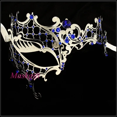 Бесплатная доставка! Серебряная металлическая маска с синими камнями MF002 BLSL хит