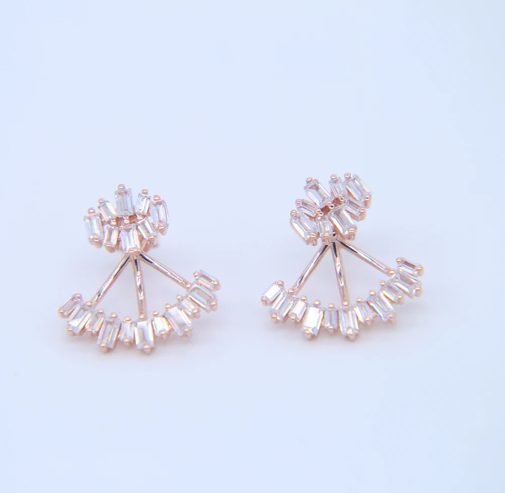 

2017 fashion top quality jewelry wholesale mix 3 colors AAA cz sparking double sided jackage cubic zirconia earring
