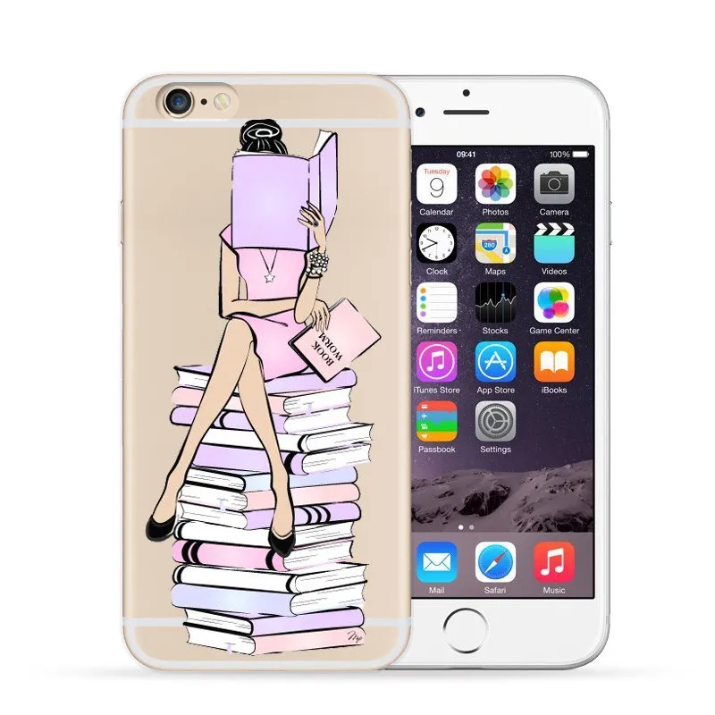 Ультратонкий чехол книжка из мягкого ТПУ с кристаллами для iPhone X 5S SE 6 6s 7 8 Plus