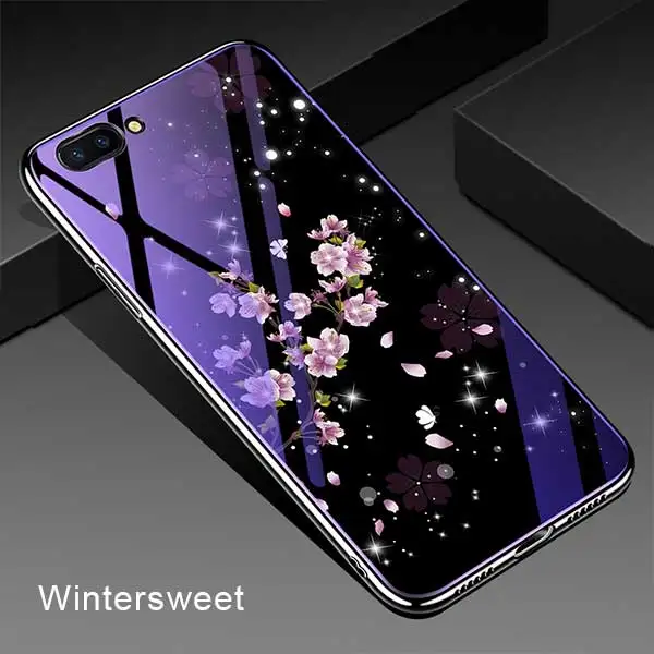 wintersweet Для huawei Honor 10 чехол роскошный зеркальный Чехол для мобильного телефона 3D Рельефный цветочный узор 9H закаленное стекло противоударный чехол для телефона для huawei Honor 10 - Цвет: wintersweet
