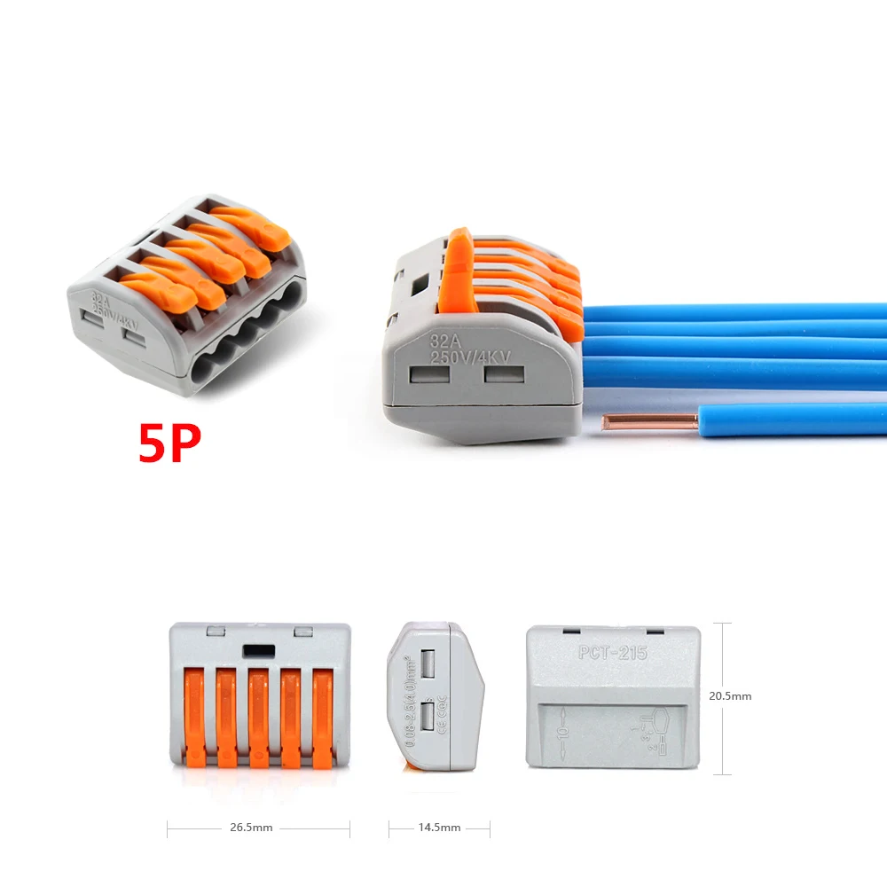 Универсальный Компактный соединитель проводки 2 контактный/3 контактный/5
