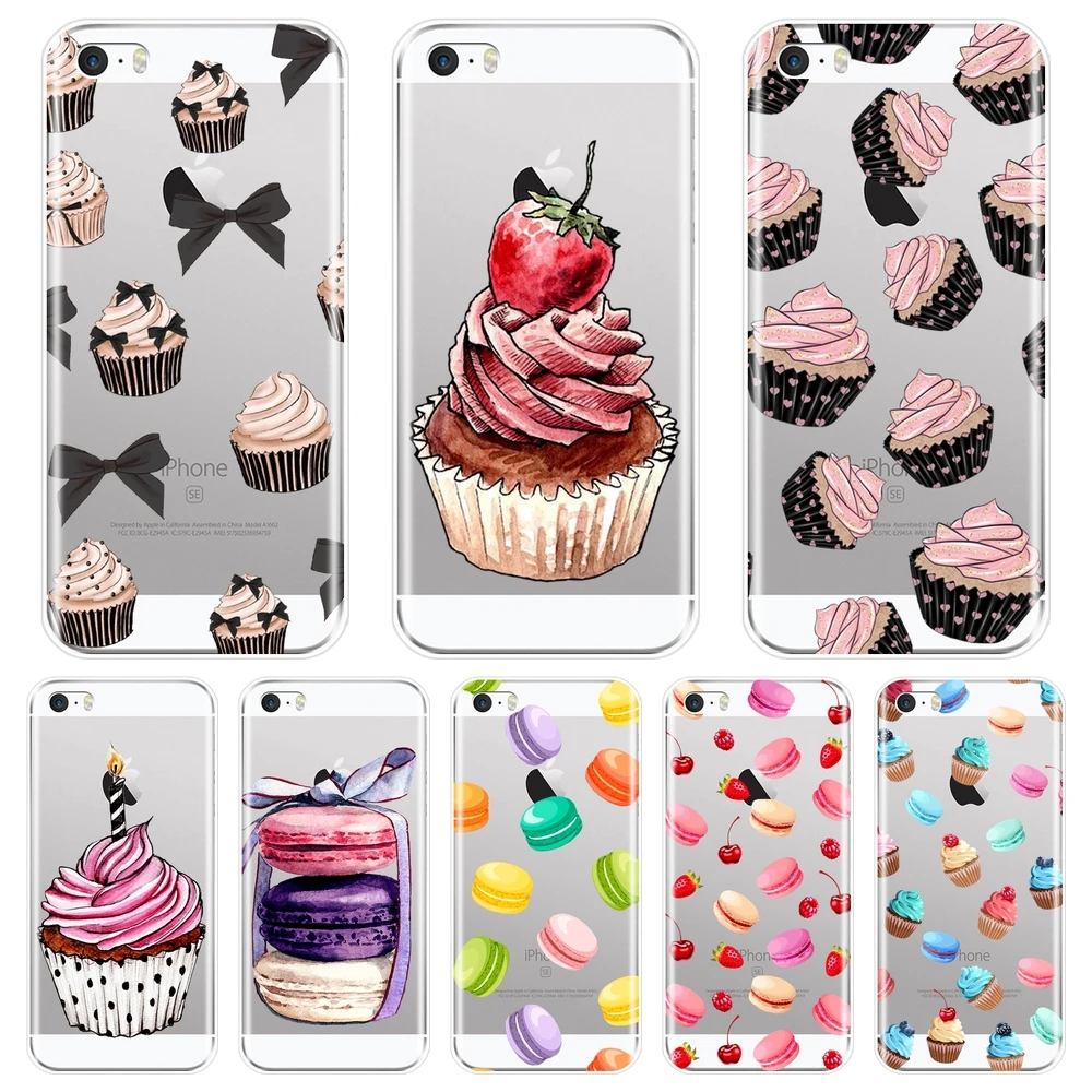 Силиконовый чехол для телефона iPhone X XR XS MAX 8 7 6 S Sweet Cake Food Macaron мягкая задняя крышка