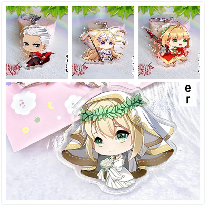 1 шт. аниме брелок Fate/stay night Black Saber Archer Bride Gilgamesh Tohsaka Rin подвеска Doubleside llavero|keychain