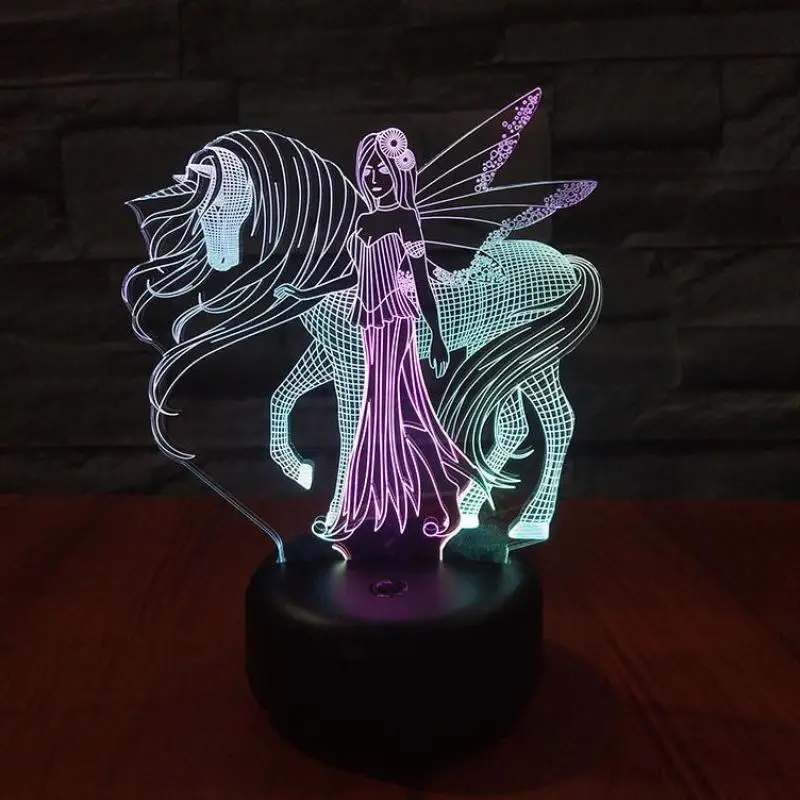 Красочный светодиодный 3d ночник Beauty And Horse креативный визуальный Рождественский