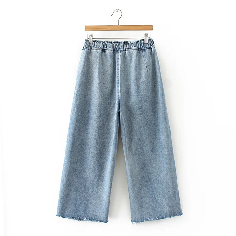 Женские джинсы с широкими штанинами размера плюс свободные со средней талией