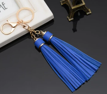 dark blue Горячая Распродажа PU кожаный брелок с кисточкой для женщин кожаная подвеска для ключей сумок для ключей porte cle llavero sleutelhanger - Цвет: dark blue