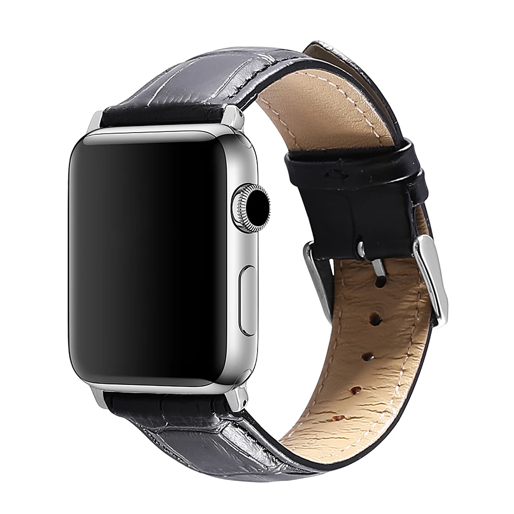 iStrap Alligator Grain Genuine Leather Strap Smart Watch Band Replacement for iWatch for Apple Watch Strap 38mm 42mm