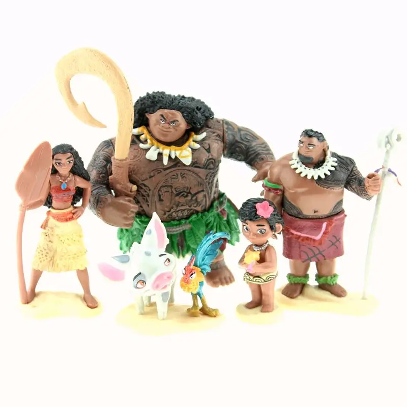 Игрушки Принцессы Disney 5 шт./компл. 10 см Моана Maui Heihei Waialik Chief Tui ПВХ экшн фигурка