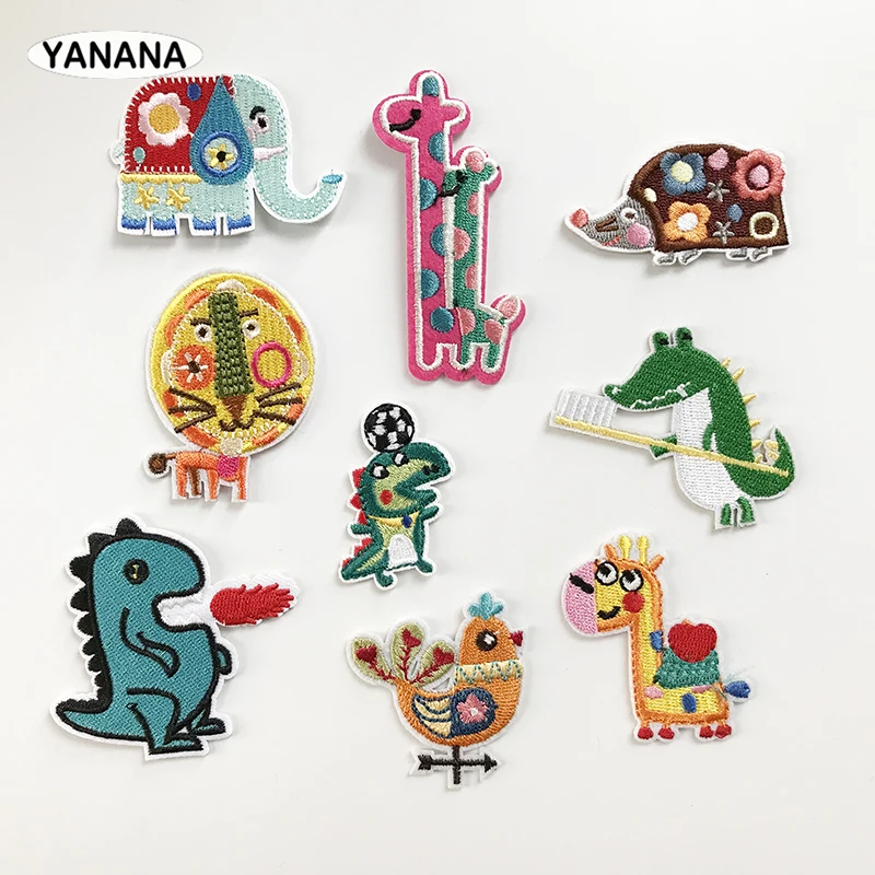 

Dinosaur Crocodile Giraffe Elephant Animal Iron On Embroidered Clothes Patches For Clothing Stickers