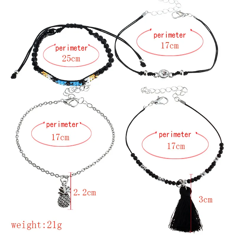 1 комплект персонализированный модный браслет с кисточками ананас черный плетеный подвеской регулируемый