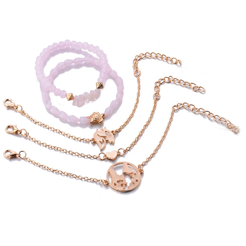 5 шт./компл. женский браслет с резьбой по индивидуальному заказу черепаха карта