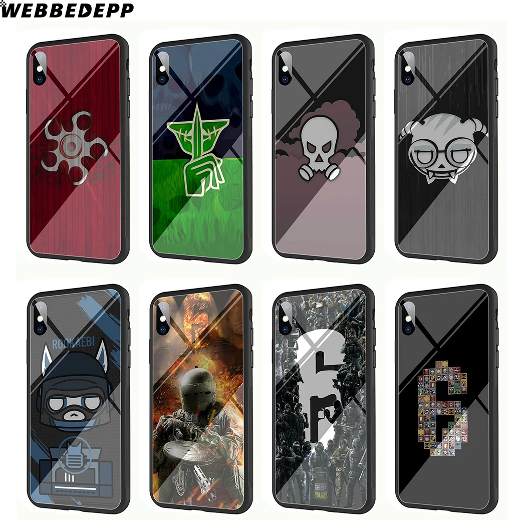 Чехол для телефона WEBBEDEPP Rainbow Six Siege из закаленного стекла Apple iPhone Xr Xs Max X или 10 8 7 6 6S