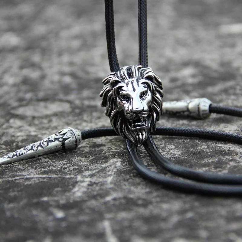 Original designer bolotie Stainless steel Lion head shape pendant bolo tie for men personality neck accessory free shipping | Аксессуары
