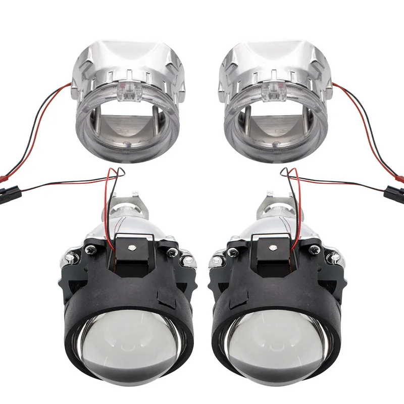 Safego LHD 2,5 дюймов Биксенон проектор Комплект для H1 H4 H7 автомобиль HID Ксеноновые фары 2 линзы проектора+ 2 маски кожух+ 2 ангельские глаза