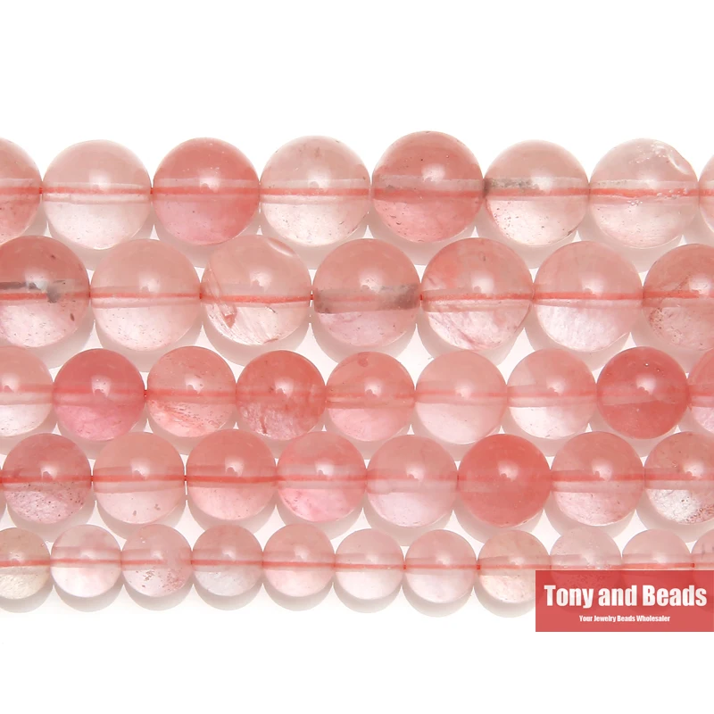Натуральные камни гладкие розовые вишневые кварцевые бусины россыпью 15 дюймов
