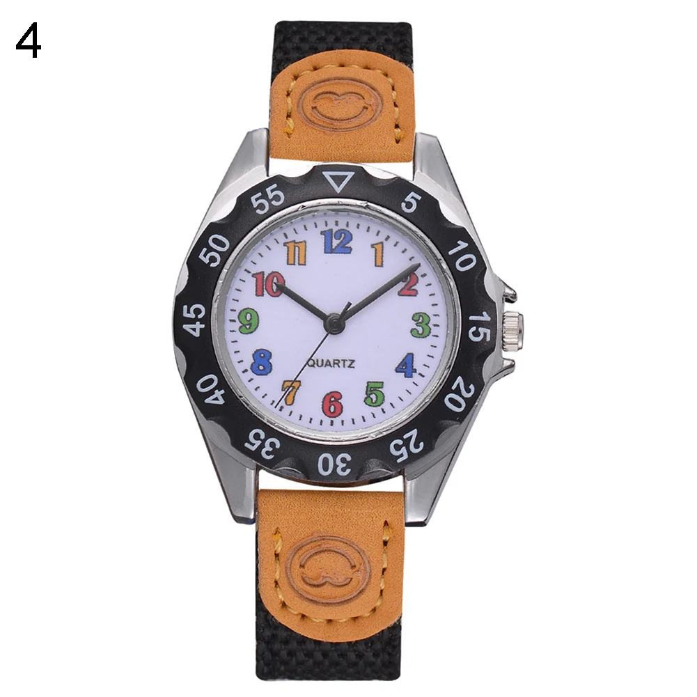 Черный Relojes модные детские наручные часы с арабскими цифрами и нейлоновым ремешком, аналоговые кварцевые часы reloj, Детские часы с круглым циферблатом, прочные - Цвет: Черный