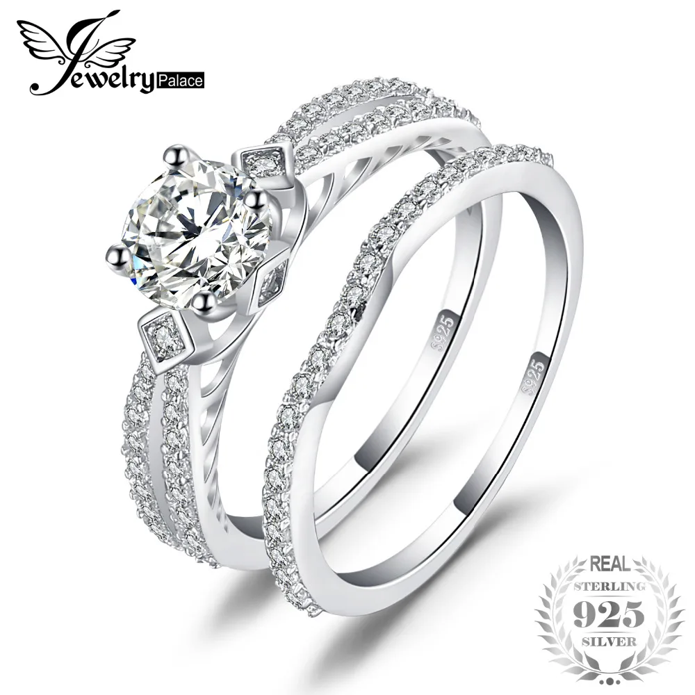 JewelryPalace Engegement 0.8ct круглый кубического циркония обручальное кольцо Набор 925