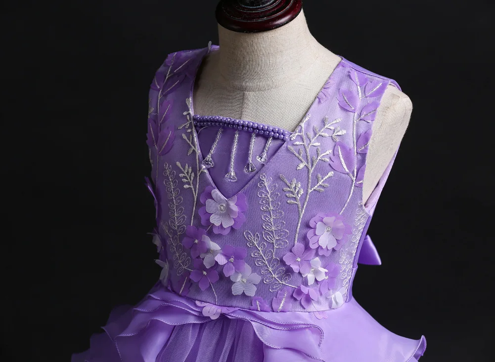 5 6 8 To 15 Years Children Spring Summer Ball Clothing White Blue Lavender Kids Dresses for Girls Party Wear | Детская одежда и