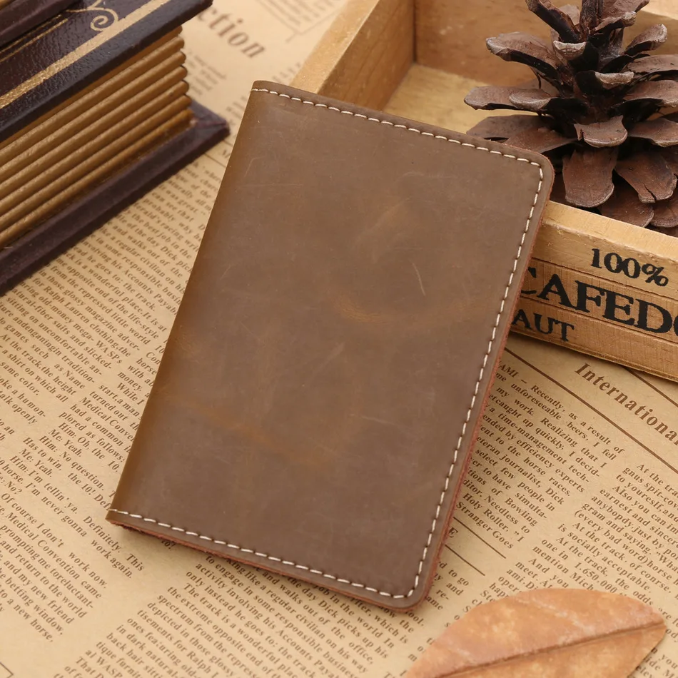 Классический вертикальный Новый чехол для визиток из натуральной кожи 2 складки