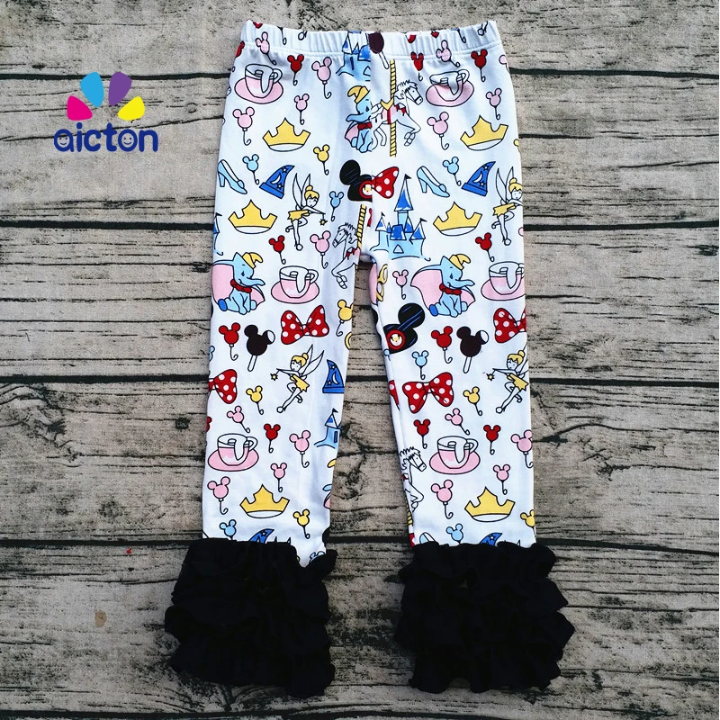 2017 оптовая продажа Модная детская одежда Хлопковые леггинсы с оборками и Микки