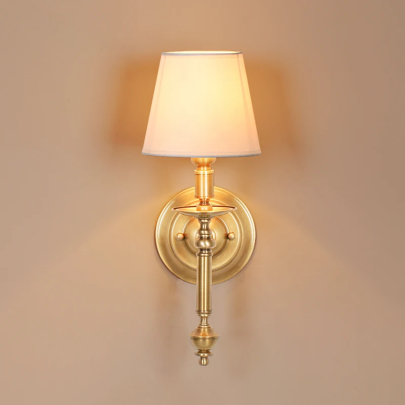 American country wall copper mirror lamp European simple living room bedroom bedside single head | Лампы и освещение
