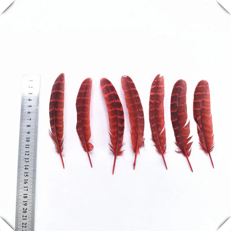 10-15CM Красивые 20 шт 16 видов Красного фазана петуха курица утка перо 5-30 см Страус Павлин индейка и гусь перья поделки - Цвет: 10-15CM