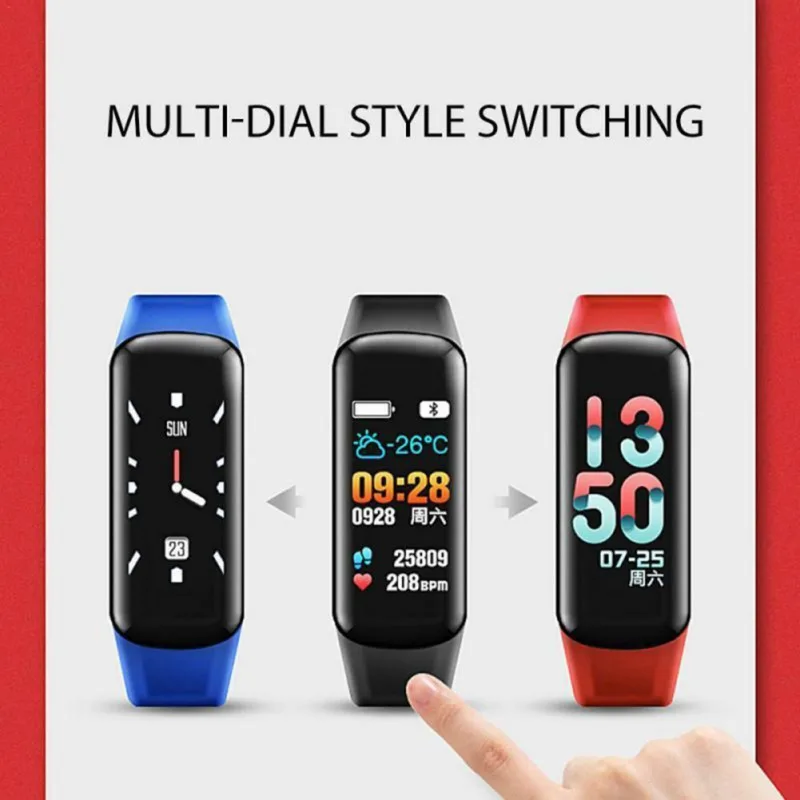 C1Plus смарт браслет Цветной счетчик шагов фитнес трекер пульсометр Монитор