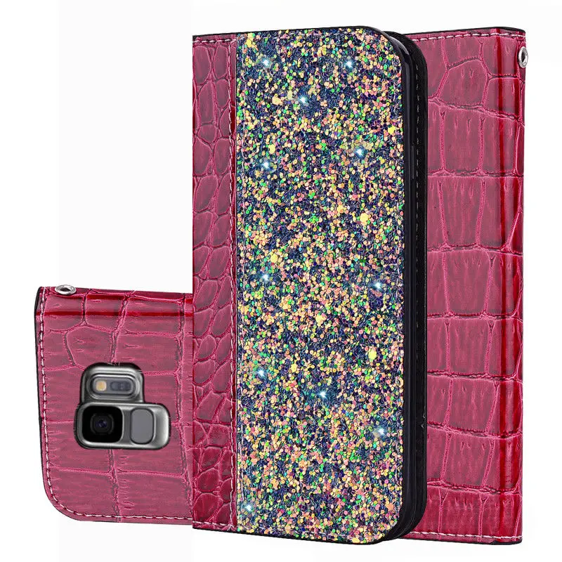 Zeallion для самсунга S8 S9 плюс J5 J7 J4 J6 A6 A7 A8 Note 9 Блестящий крокодиловый кожаный защитный чехол-бумажник на магните Чехол-книжка чехол Крышка