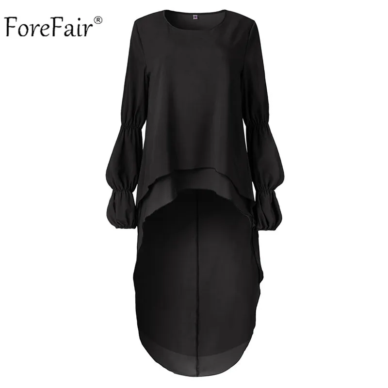 Forefair, свободная женская блузка с длинным рукавом и оборками, осень, шифоновая Повседневная рубашка с рукавом-фонариком размера плюс, женская блузка s