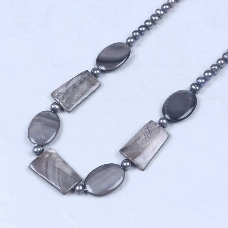 Good quality luster gray freshwater pearl beaded necklace mother of bracelet shell bead jewelry set | Украшения и аксессуары
